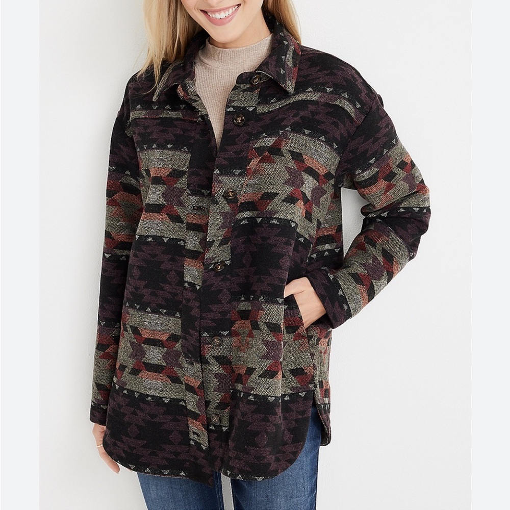 Maurices Geo Print Shacket Women's XL Button Front Western Aztec